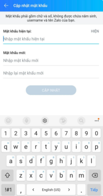 cách sử dụng kí tự đặc biệt để bảo vệ tài khoản zalo bước 3